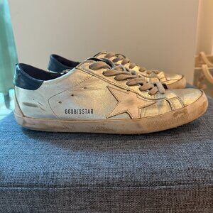 Authentic Golden Goose GGDB/SSTAR Silver/Navy/White Sneakers Size 40